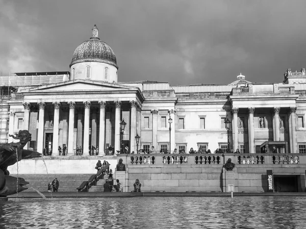 Sort og hvid Trafalgar Square London - Stock-foto