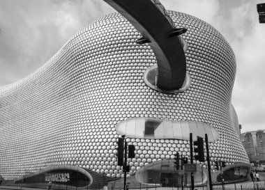 Black and white Bullring shopping and leisure complex in Birming clipart