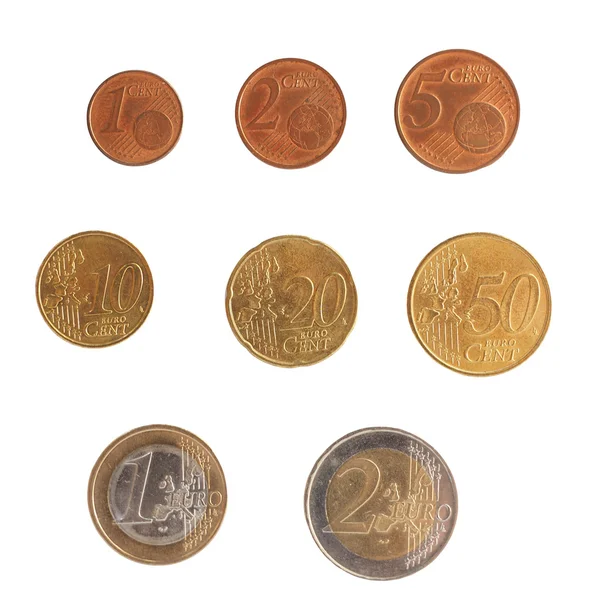 Serie de monedas en euros — Foto de Stock