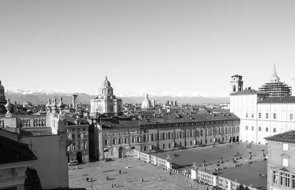 Blanco y negro Piazza Castello Turín —  Fotos de Stock