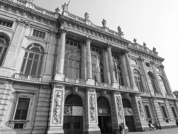 Czarno-białe palazzo madama Turyn — Zdjęcie stockowe