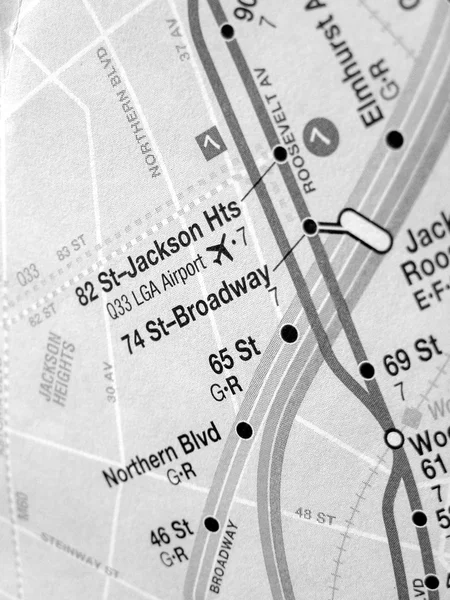 Schwarz-weiße New Yorker U-Bahn-Karte — Stockfoto