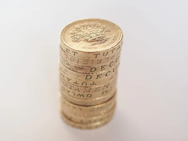 Pila di monete sterlina — Foto Stock
