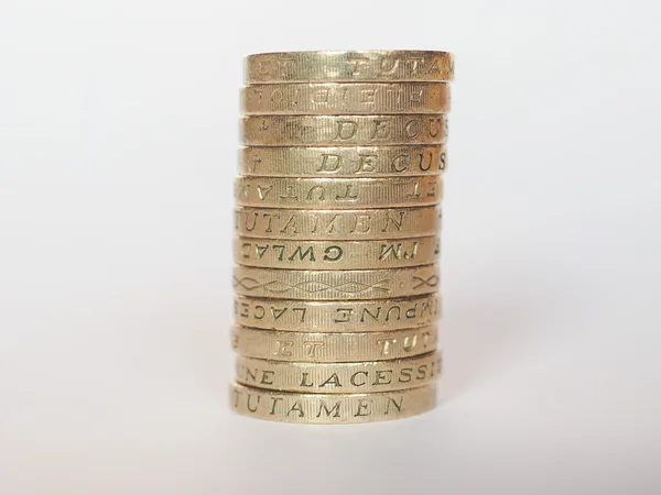 Pila di monete sterlina — Foto Stock