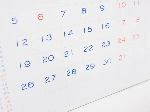 Kalender-sida — Stockfoto