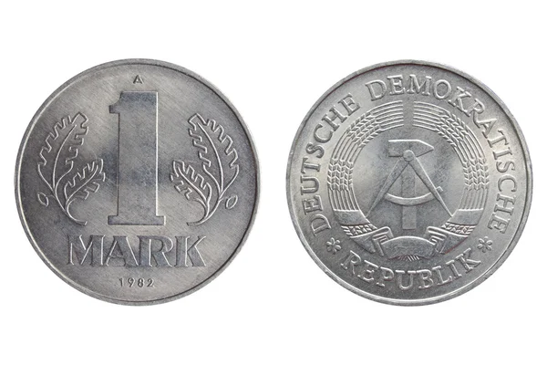 1 つのマークのコイン — ストック写真