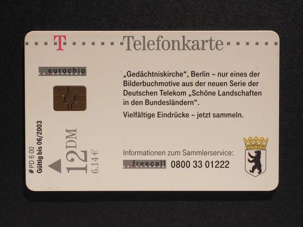 Alman telefon kartı — Stok fotoğraf