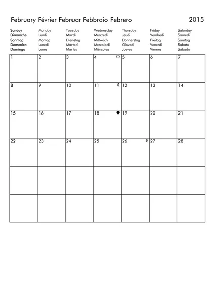 2015 Calendar - February — Stock Photo, Image