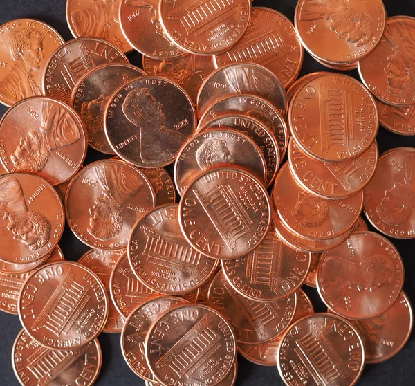 Pièces en dollars 1 cent penny de blé cent — Photo