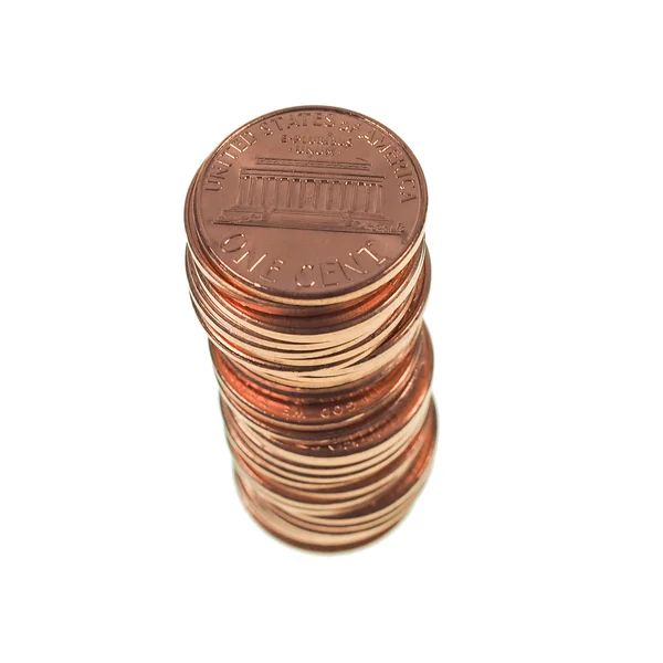 Dollar munten 1 cent tarwe cent cent geïsoleerd — Stockfoto