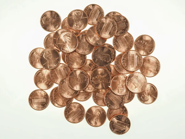 Dollar coins 1 cent wheat penny cent — Stock Photo, Image