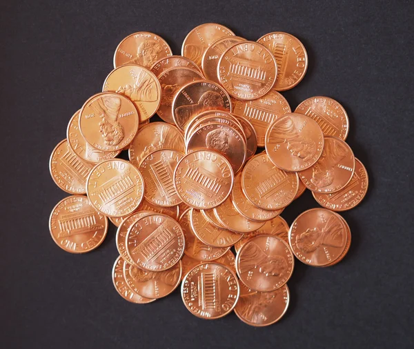 美元硬币 1%小麦佩妮 % — 图库照片