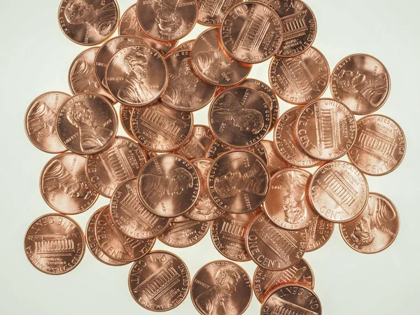 Монеты на 1 цент пшеницы — стоковое фото