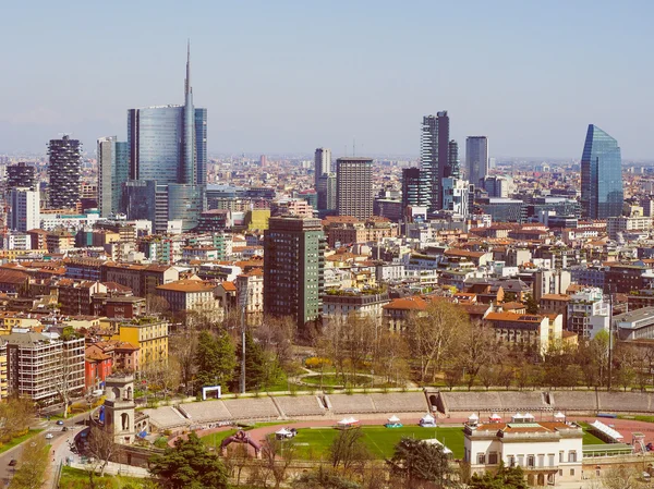 Retro look Milan aerial view — Stock Photo, Image