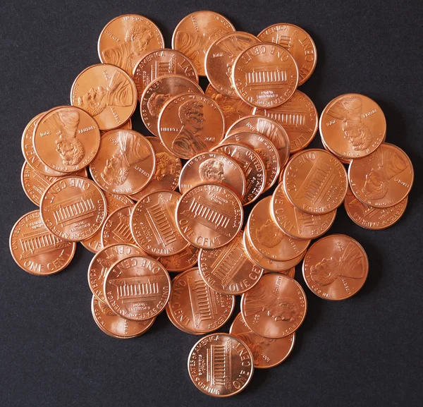 Монеты на 1 цент пшеницы — стоковое фото