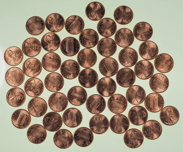 Dollar munten 1 cent tarwe cent cent — Stockfoto