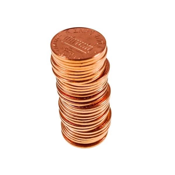 Retro-look Dollar munten 1 cent tarwe cent cent geïsoleerd — Stockfoto