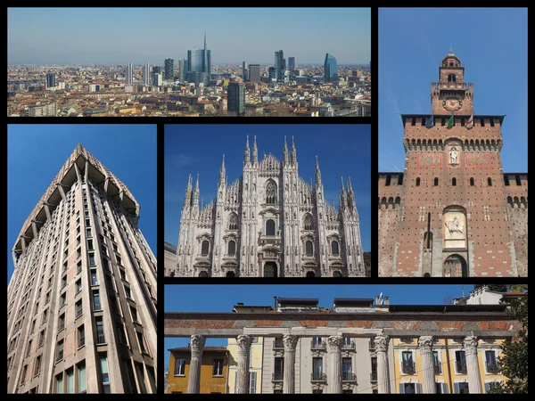 Milano punti di riferimento collage — Foto Stock