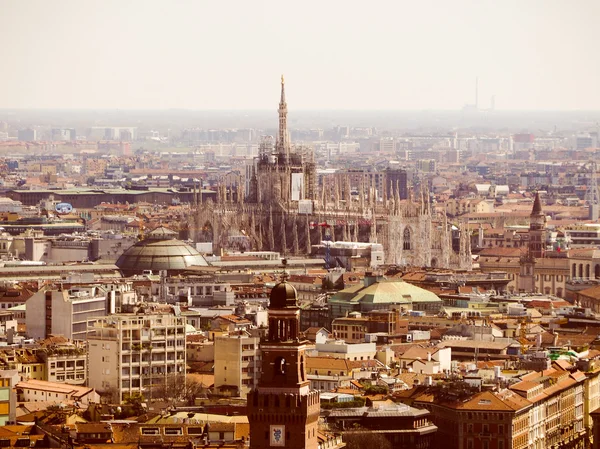 Retro look Milan aerial view — Stock Photo, Image