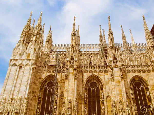 Retro look Milan cathedral — Stock Photo, Image