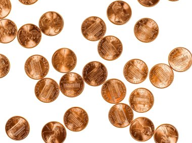 Retro görünüm Doları 1 cent buğday kuruş kuruş paraları.