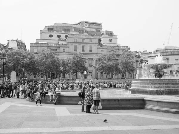 黑色和白色在伦敦的特拉法加广场 — 图库照片