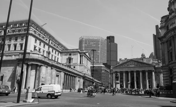 Černá a bílá Bank of England v Londýně — Stock fotografie