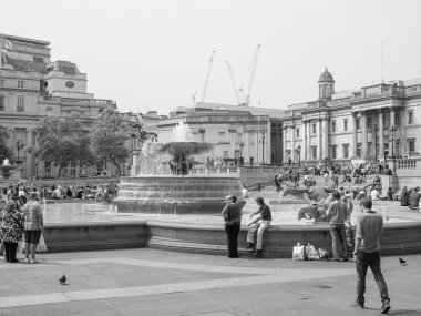 Siyah ve beyaz Trafalgar Square Londra