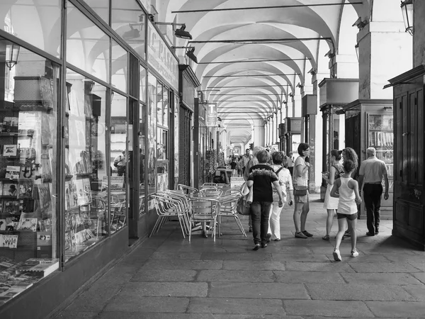 Black and white Via Po in Turin — Stock Photo, Image