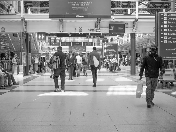 Black and white Liverpool Street station in London — Stock Photo, Image