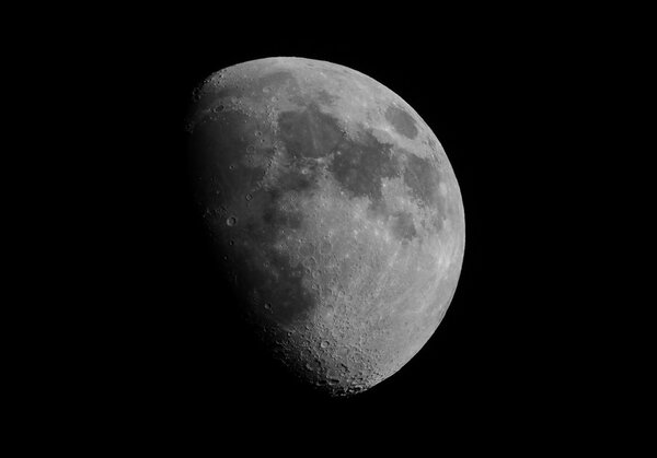 Black and white Gibbous moon