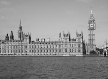 Siyah ve beyaz Houses of Parliament Londra'da