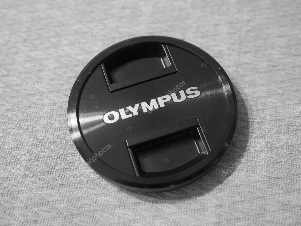TOKYO, JAPAN - CIRCA AUGUST 2015: Olympus logo on camera lens cap