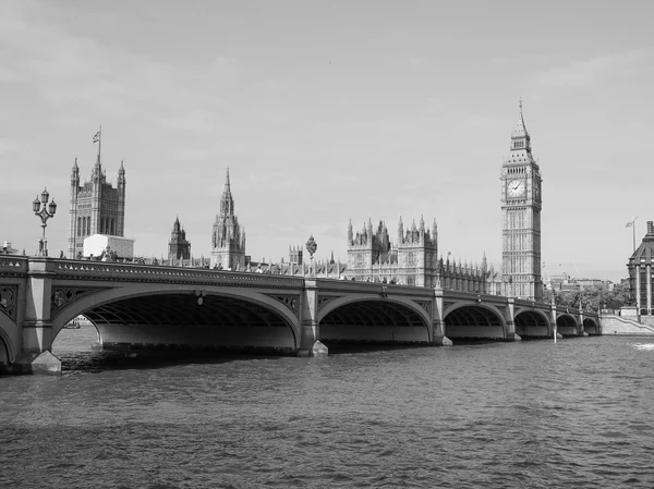 Zwart-wit Houses of Parliament in Londen — Stockfoto