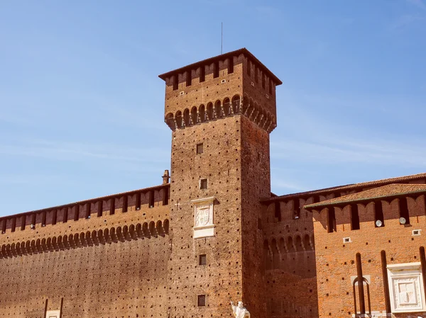 Retro-look castello sforzesco milan — Stockfoto