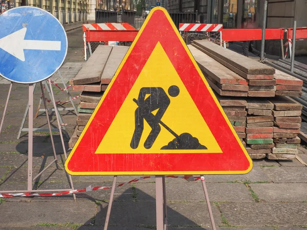 Road works sign — Stock Photo, Image