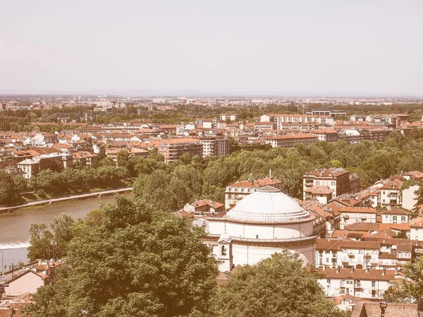 Retro anmutende Luftaufnahme von Turin — Stockfoto