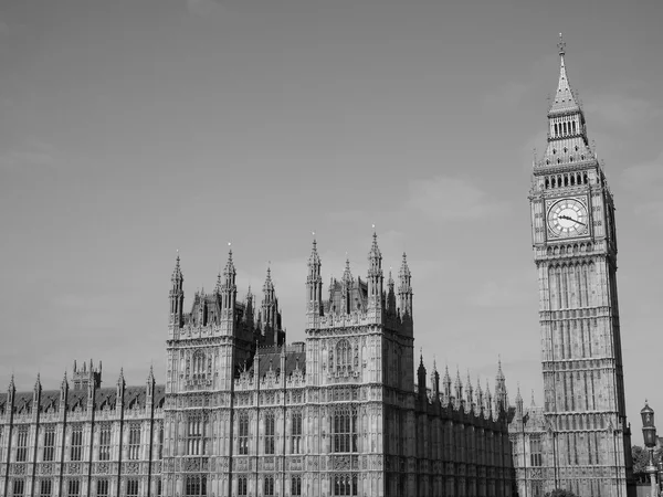 Fekete-fehér Houses of Parliament, London — Stock Fotó