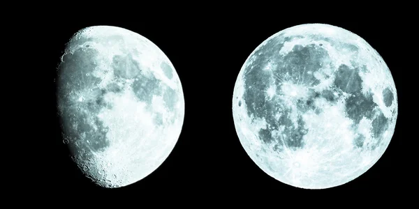 Gibbous and full moon — Stock Photo, Image