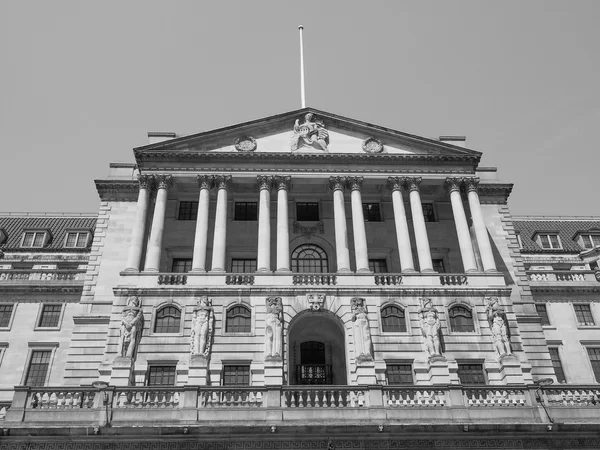 Zwart-wit Bank of England in Londen — Stockfoto