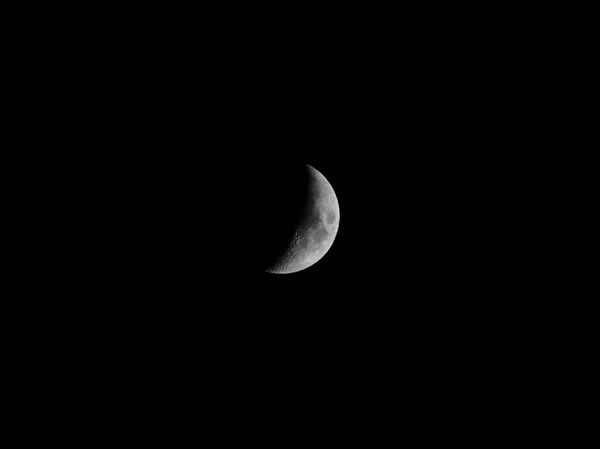 Siyah ve beyaz ilk çeyrek moon — Stok fotoğraf