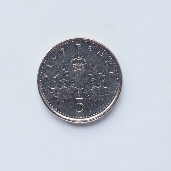 UK moeda de 5 pence — Fotografia de Stock