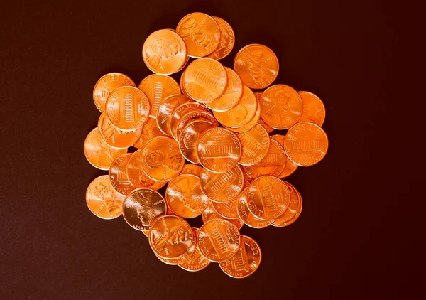 Retro look Dollar coins 1 cent wheat penny cent — Stock Photo, Image