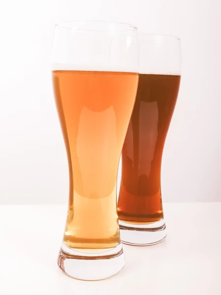 Retro looking Two glasses of German beer — Stock Photo, Image