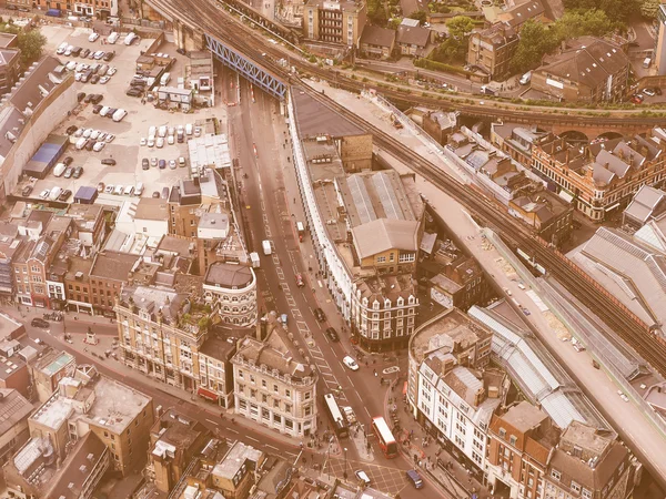 Retro vypadá Letecký pohled na Londýn — Stock fotografie
