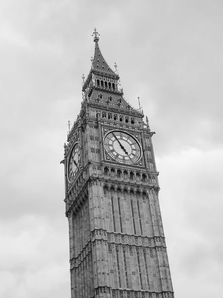 Černá a bílá Big Ben v Londýně — Stock fotografie