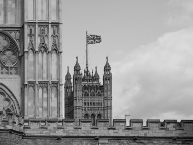 Siyah ve beyaz Houses of Parliament Londra'da