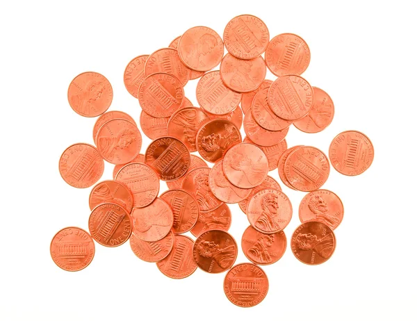 Retro look Dollar coins 1 cent wheat penny cent — Stock Photo, Image