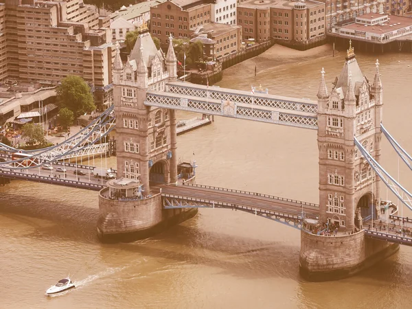 Retro looking Aerial view of London — Stock Photo, Image