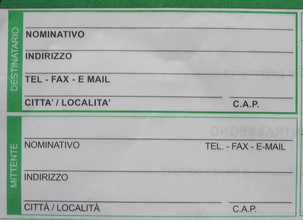 Italiaanse mailformulier — Stockfoto